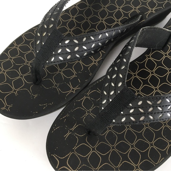 Collection by Clarks Perforated Thong Wedge Sandals in Black - Picture 2 of 10